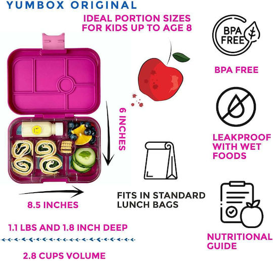 Yumbox Original Plastic Kids' Food Container Purple