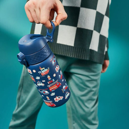 Ion8 Kids Water Bottle Stainless Steel with Straw Non Spill 400ml (Various Designs/Colours)