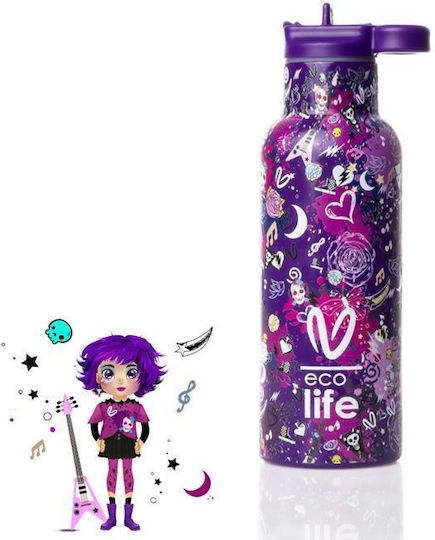 Ecolife Vasiliki Kids Water Bottle Thermos Stainless Steel with Straw Das 500ml