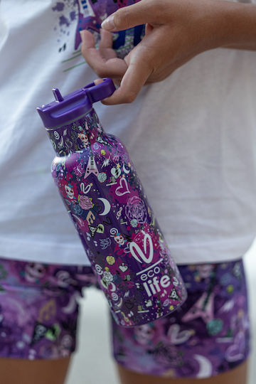 Ecolife Vasiliki Kids Water Bottle Thermos Stainless Steel with Straw Das 500ml
