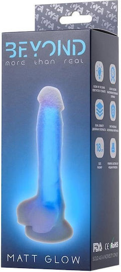 ToyFa Beyond Dick Glow Реалистично дилдо с тестиси Син