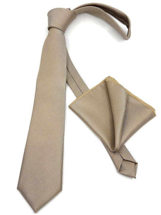 Legend Accessories Herren Krawatten Set Synthetisch,Polyester/Cotton/Leather Monochrom in Beige Farbe