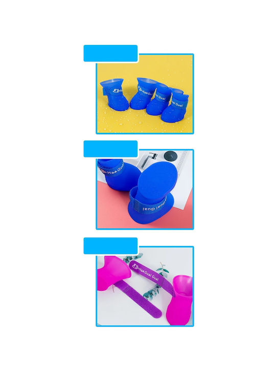 Waterproof Silicone Dog Shoes with Non-Slip Sole 4pcs Purple XL M7.5xW6cm 9-15kg Waterproof Silicone Dog Shoes with Non-Slip Sole 4pcs Purple XL M7.5xW6cm 9-15kg
