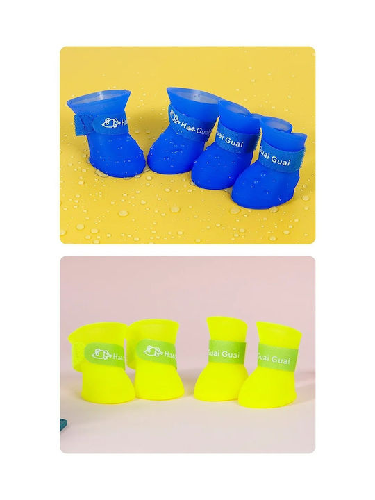Waterproof Silicone Dog Shoes with Non-Slip Sole 4pcs Purple S M4.3xW3.3cm Up to 1.5kg