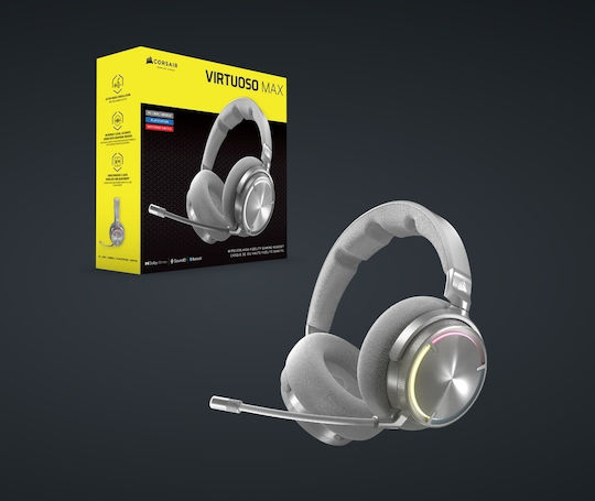 Corsair Virtuoso MAX Ασύρματο Over Ear Gaming Headset με σύνδεση Bluetooth Silver