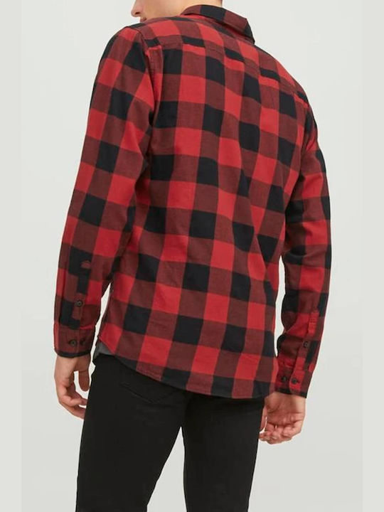 Jack & Jones Long-sleeved Cotton Shirt Checked Red/Black