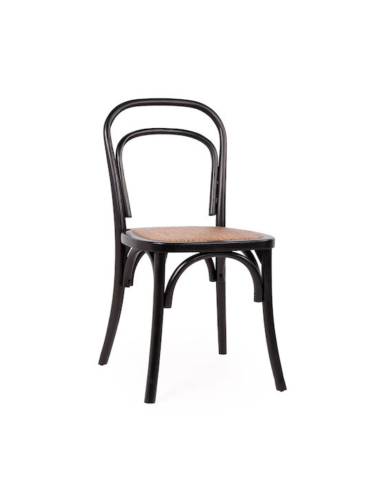 Leto Dining Room Wooden Chair Black Velvet-Black Metal 45x54x89cm