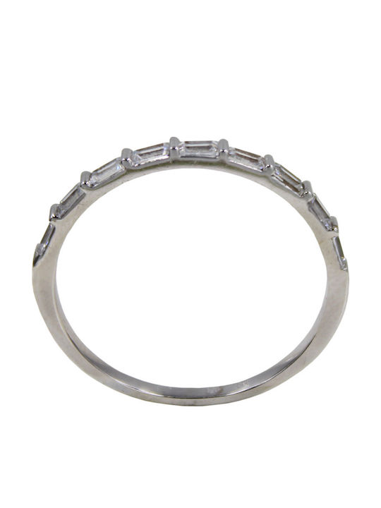 Roloi Kaliamanis Damen Ring Halbring mit Zirkonia aus Weißgold 14K