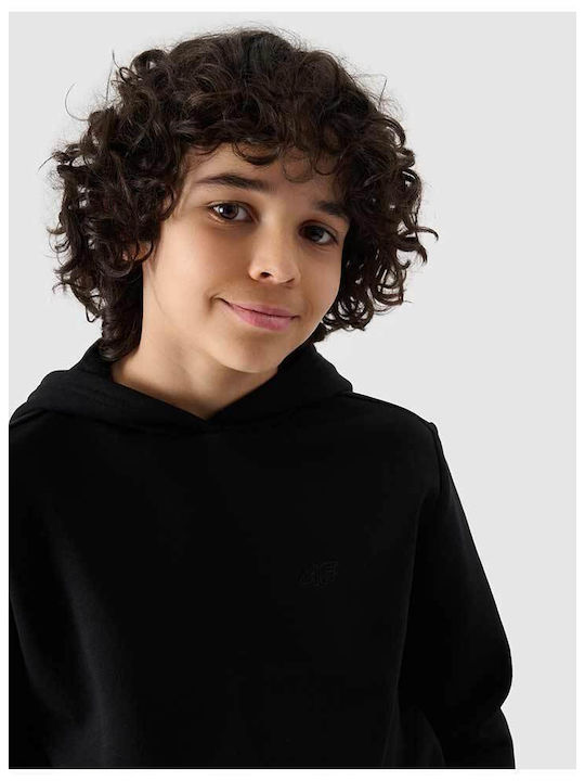 Kids Sweatshirt with Hood and Pockets Black