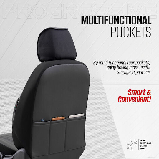 Καλύμματα Αυτοκινήτου Otom Progressive Design Universal Full Δερματίνη Σετ Εμπρός Πίσω 11 Τεμαχίων Μαύρο Prg-101
