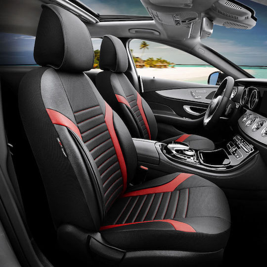 Καλύμματα Αυτοκινήτου Otom Progressive Design Universal Full Δερματίνη Σετ Εμπρός Πίσω 11 Τεμαχίων Μαύρο Κόκκινο Ρrg-104