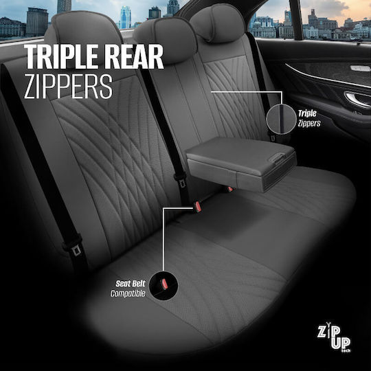 Καλύμματα Αυτοκινήτου Otom Progressive Design Universal Full Δερματίνη Σετ Εμπρός Πίσω 11 Τεμαχίων Γκρι Ρrg-103