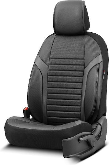 Καλύμματα Αυτοκινήτου Otom Coral Design Universal Full Δερματίνη Σετ Εμπρός Πίσω 11 Τεμαχίων Μαύρο Γκρι Crαl-106