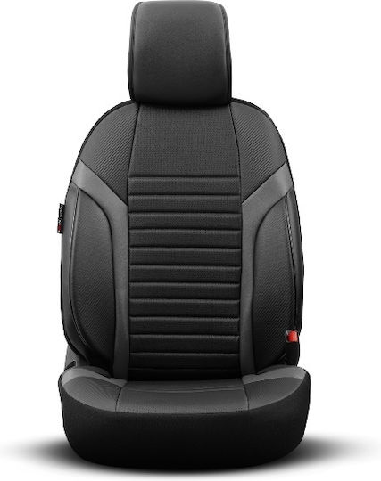 Καλύμματα Αυτοκινήτου Otom Coral Design Universal Full Δερματίνη Σετ Εμπρός Πίσω 11 Τεμαχίων Μαύρο Γκρι Crαl-106