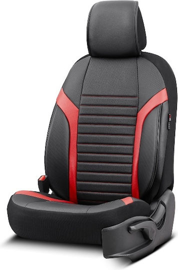 Καλύμματα Αυτοκινήτου Otom Progressive Design Universal Full Δερματίνη Σετ Εμπρός Πίσω 11 Τεμαχίων Μαύρο Κόκκινο Ρrg-104