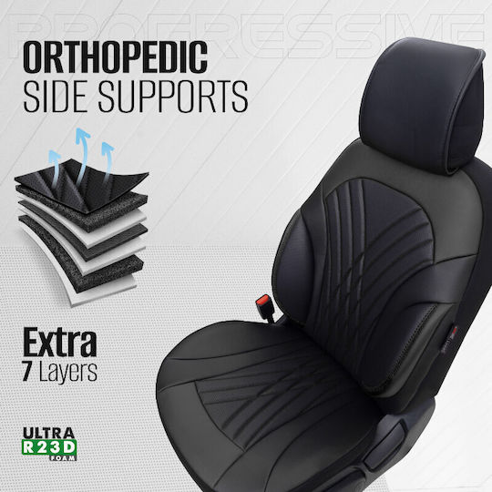 Καλύμματα Αυτοκινήτου Otom Progressive Design Universal Full Δερματίνη Σετ Εμπρός Πίσω 11 Τεμαχίων Μαύρο Prg-101