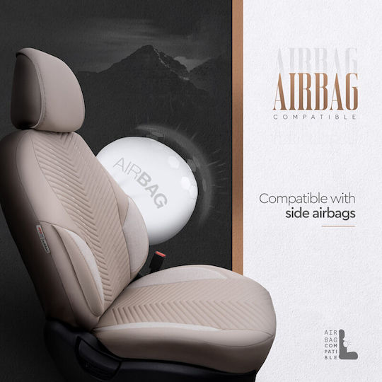 Καλύμματα Αυτοκινήτου Otom "advanced Leather" Universal Δερματίνη Λινό Ύφασμα Σετ Εμπρός Πίσω 11 Τεμαχίων Μπεζ Αdv-105