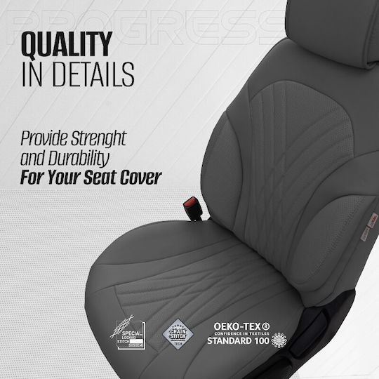 Καλύμματα Αυτοκινήτου Otom Progressive Design Universal Full Δερματίνη Σετ Εμπρός Πίσω 11 Τεμαχίων Γκρι Ρrg-103
