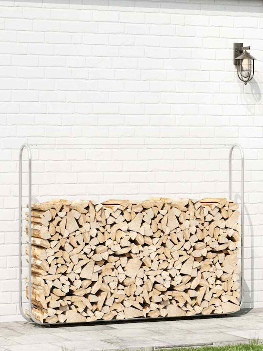 vidaXL Inox Ράφι Αποθήκευσης Ξύλων 200x25x150cm Ασημί