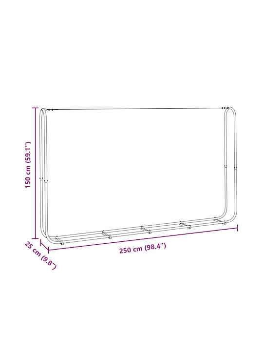 vidaXL Inox Shelf Wood Storage 250x25x150cm Silver