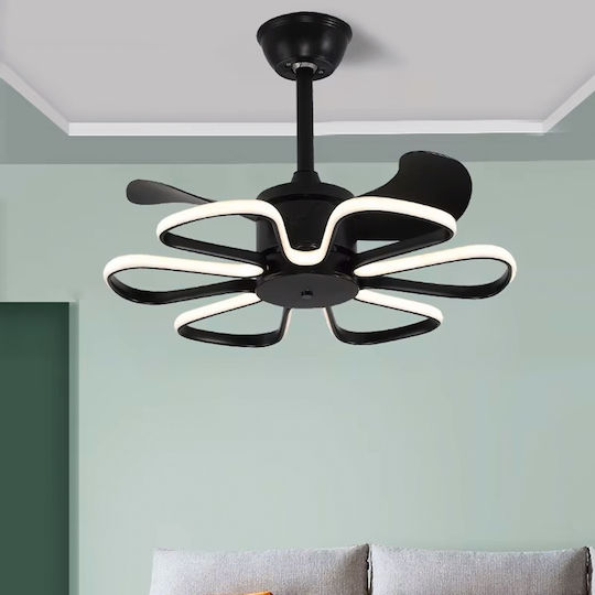 Powertech Ceiling Fan 55cm with Light and Remote Control Black