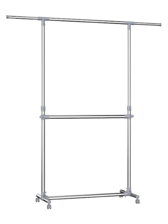 Rollbar Kleiderständer Silber 165x48x115cm