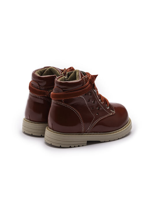 Amica Kids Patent Leather Military Boots Red