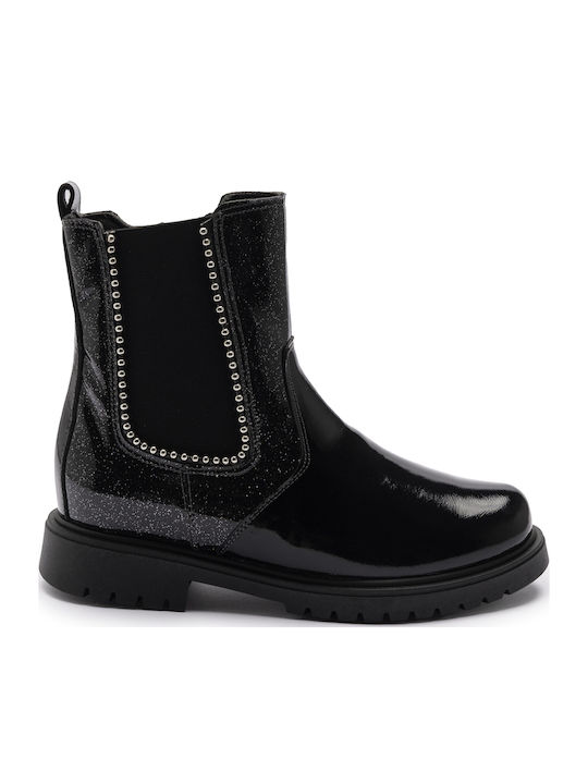 Lederne Kinderstiefeletten Schwarz