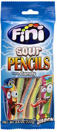 Fini Sour Pencils Tubes 6 Colour 90g Candy