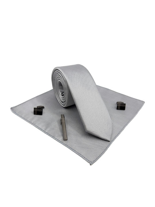 Legend Accessories Herren Krawatten Set Synthetisch,Polyester/Cotton/Leather Monochrom in Gray Farbe