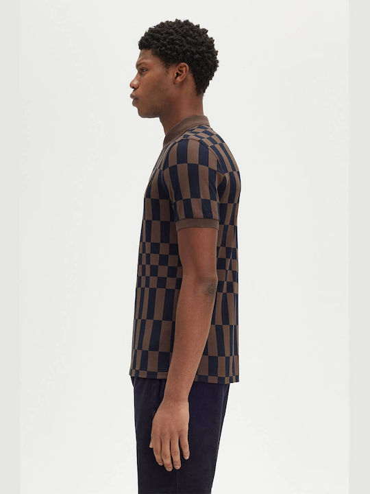 Fred Perry Print Polo Blouse Brown