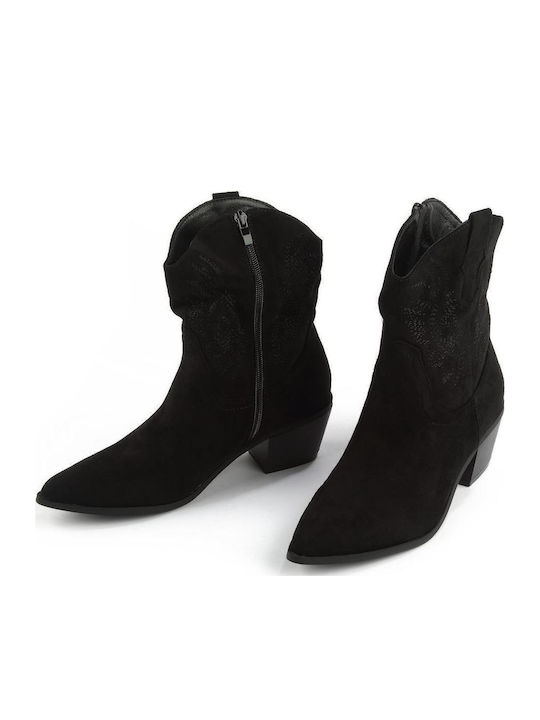 Suede Γυναικεία Μποτάκια Μαύρα