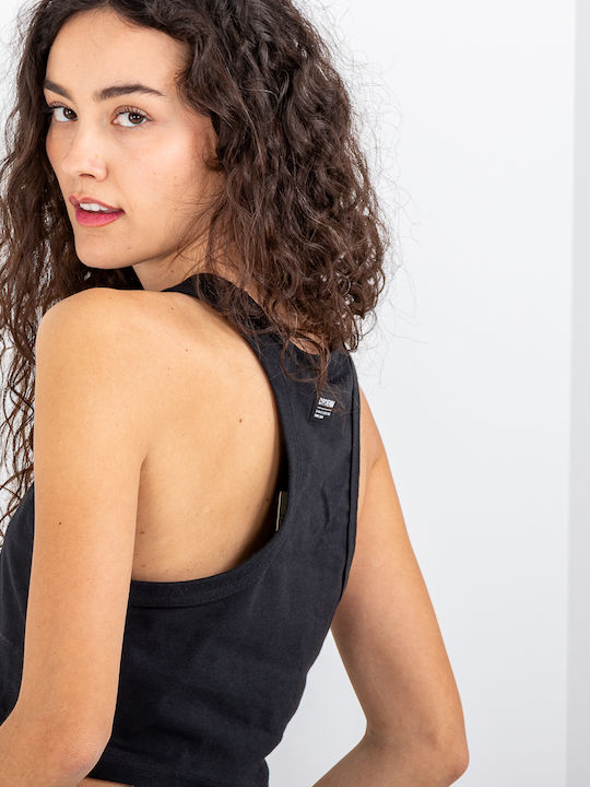 Bluze Damă Crop Bumbac cu Umerii Goi Negru