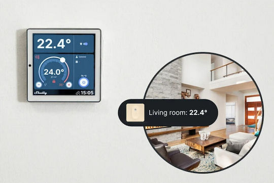 Shelly Wanddisplay Smart Wi-Fi/BT Schwarz & Blau H&T Schwarz