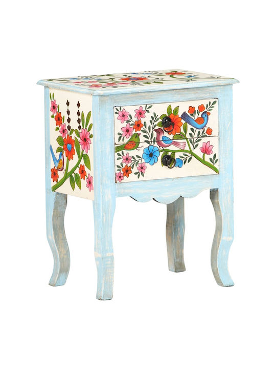 Vidaxl Κομοδίνο Χειροπ Λεπτομέρειες 40x30x50cm Μασίφ Ξύλο Μάνγκο 1 Τεμ Πολύχρωμο