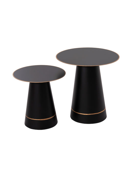 Rundes Zentral Kaffeetisch Balli Metall Schwarz 2Stück M50xL50cm