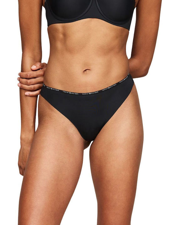 Tommy Hilfiger Tonal Logo Thong Μαύρο