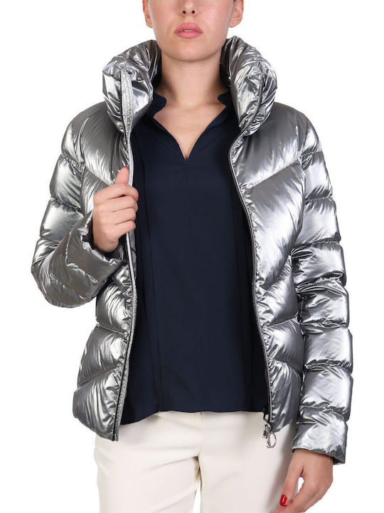 Kurz Damen Puffer Jacke für Winter Dark Grey