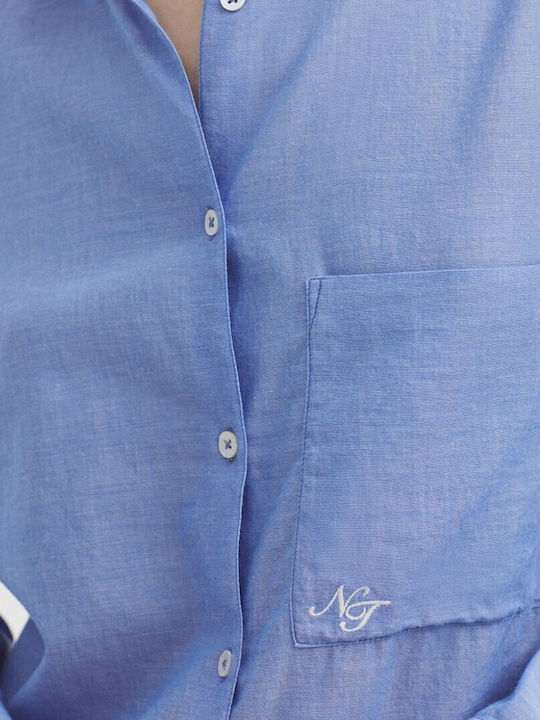 Langärmelig Damen Hemd Blue