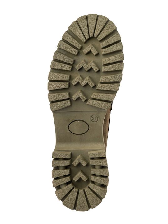 Δερμάτινα Γυναικεία Loafers σε Πράσινο Χρώμα