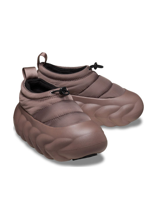Crocs Overpuff Shorty Γυναικεία Σαμπό Καφέ Crocs Overpuff Shorty Γυναικεία Σαμπό Καφέ