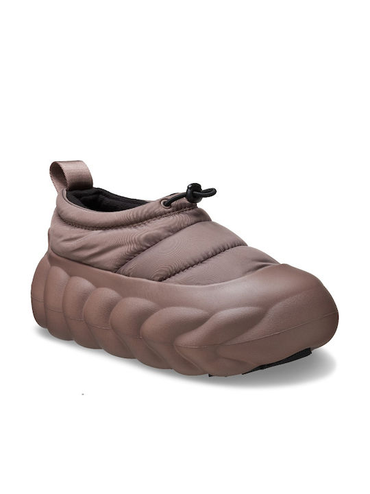 Crocs Overpuff Shorty Γυναικεία Σαμπό Καφέ