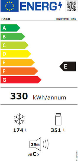 Haier Ψυγείο Ντουλάπα 525lt Total NoFrost Υ190xΠ90.8xΒ64.8εκ. Μαύρο HCR5919EHMB