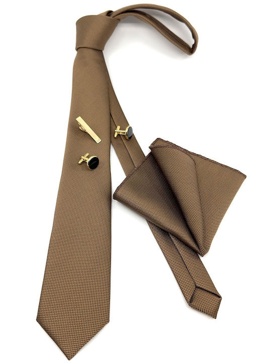 Legend Accessories Set de Cravată pentru Bărbați Monocromie Tabac Brown
