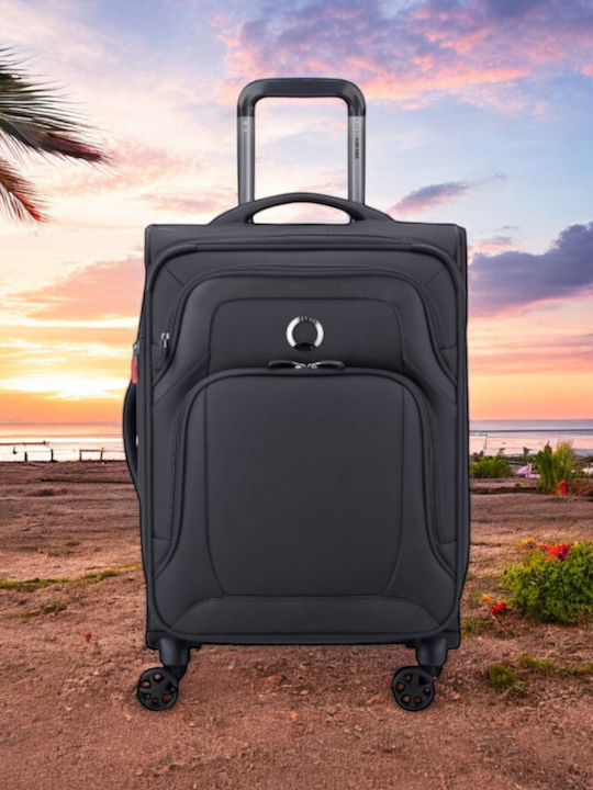 Delsey Optimax Expandable Kabinenreisekoffer Weichschalen Schwarz mit 4 Räder Höhe 55cm 328580100T9