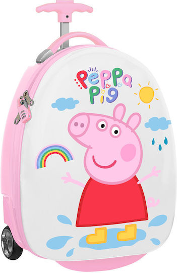 Peppa Pig Children's Cabin Travel Suitcase Hard Pink with 4 Wheels Height 43cm