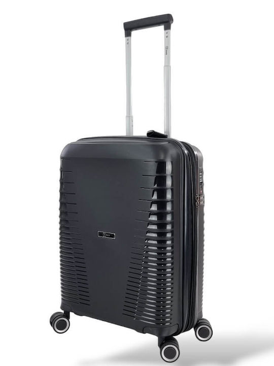 Rain Cabin Hard Travel Suitcase Black with 4 Wheels Height 55cm