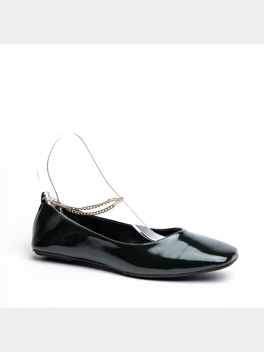 Miss Belgini Leather Ballerinas Green