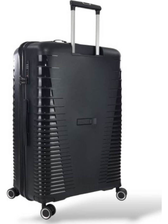 Rain Large Hard Black Suitcase With 4 Wheels Height 75cm