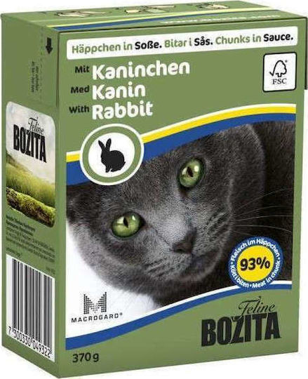 Bozita Feline Wet Food for Adult Cats in Pouches with Rabbit Grain-Free & Gluten-Free 6x370gr